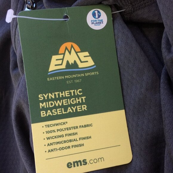 NEW Eastern Mountain EMS Midweight Base Layer Pullover ¼ Zip Gray Size Small - Picture 2 of 4